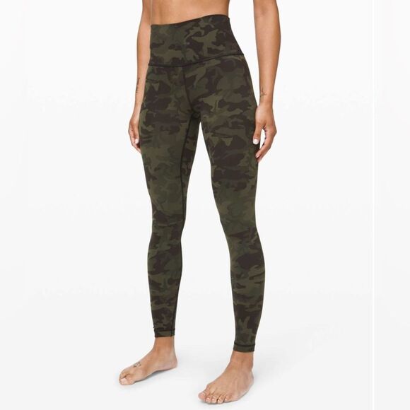 Lululemon Wunder Under High-Rise Leggings 28" Green Camo Women’s 4 - Picture 1 of 5